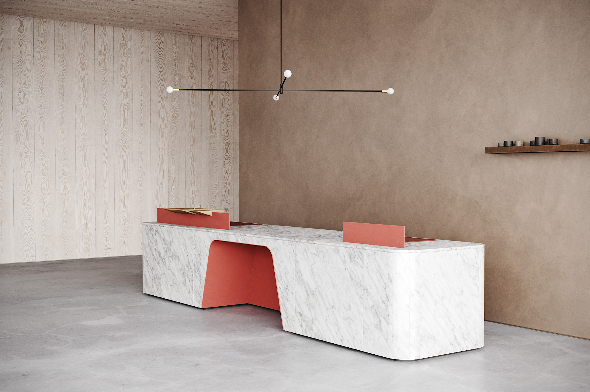 Modular marble reception desk