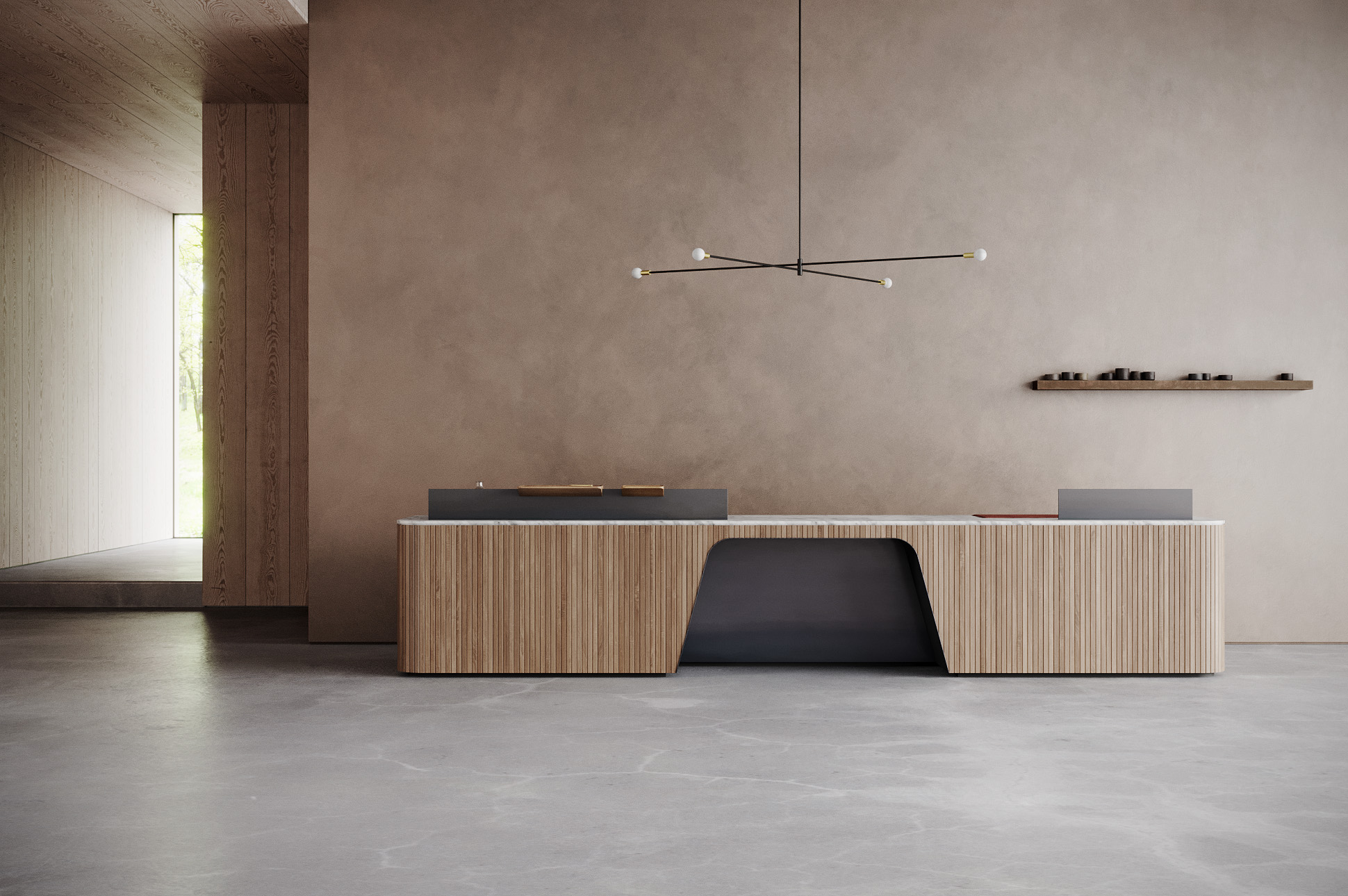 Modular wooden reception desk
