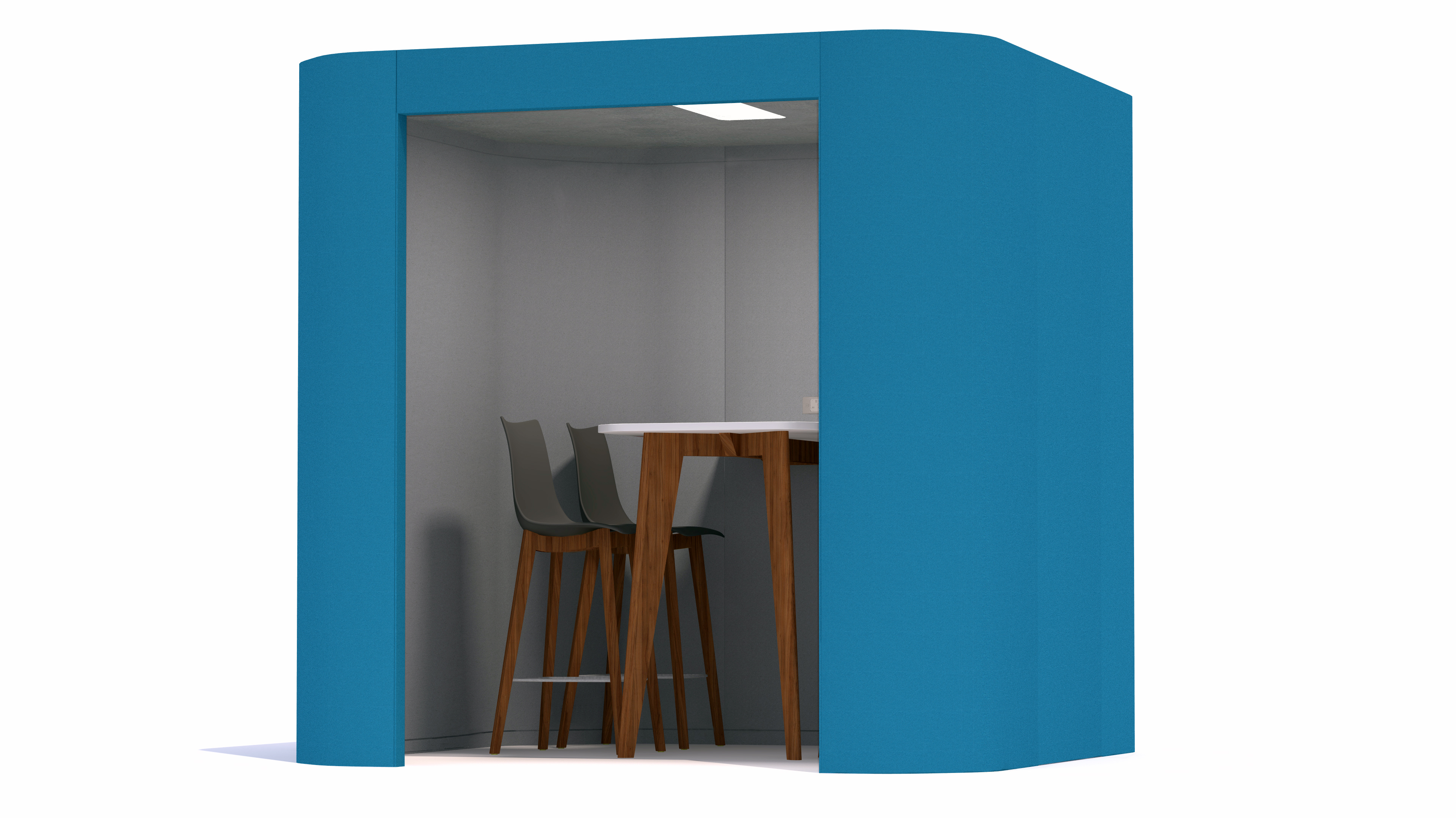 Oasis Soft Booth Team Flood lit ceiling + no glazing to right