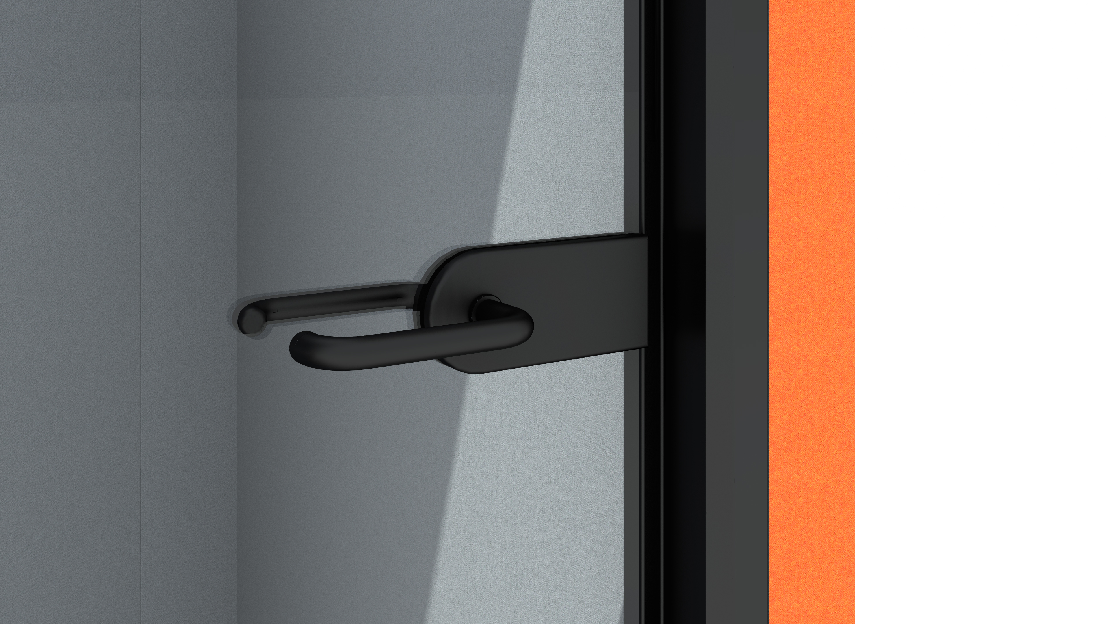 Oasis Soft Phone Booth Door Handle Close up