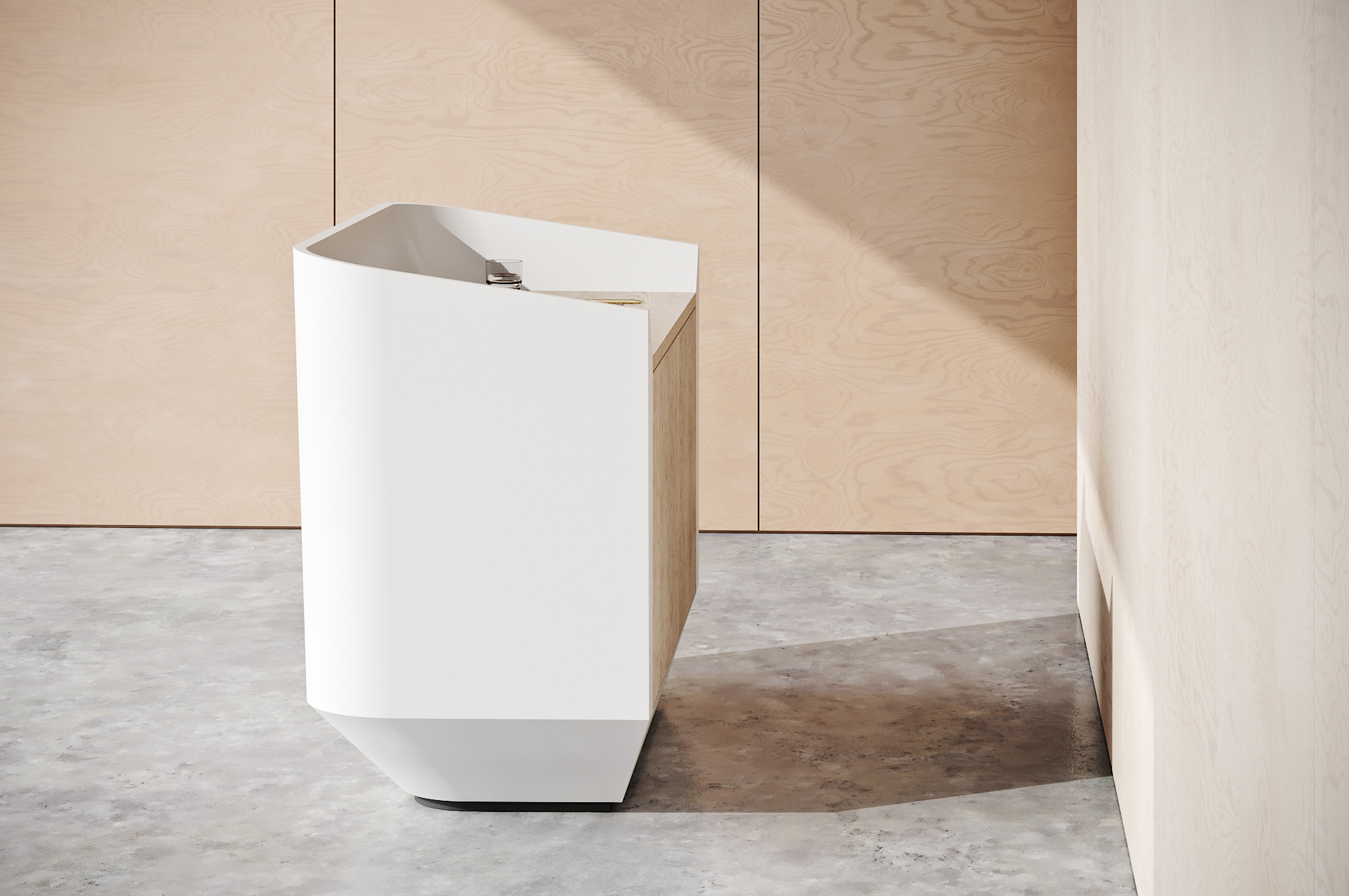 Umi Solid Surface Concierge Desk Oak worktop2