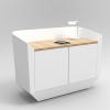 Umi Concierge Desk with oak worktop and solid surface cupboard2