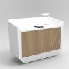 Umi Concierge Desk with solid surface worktop and oak cupboard2