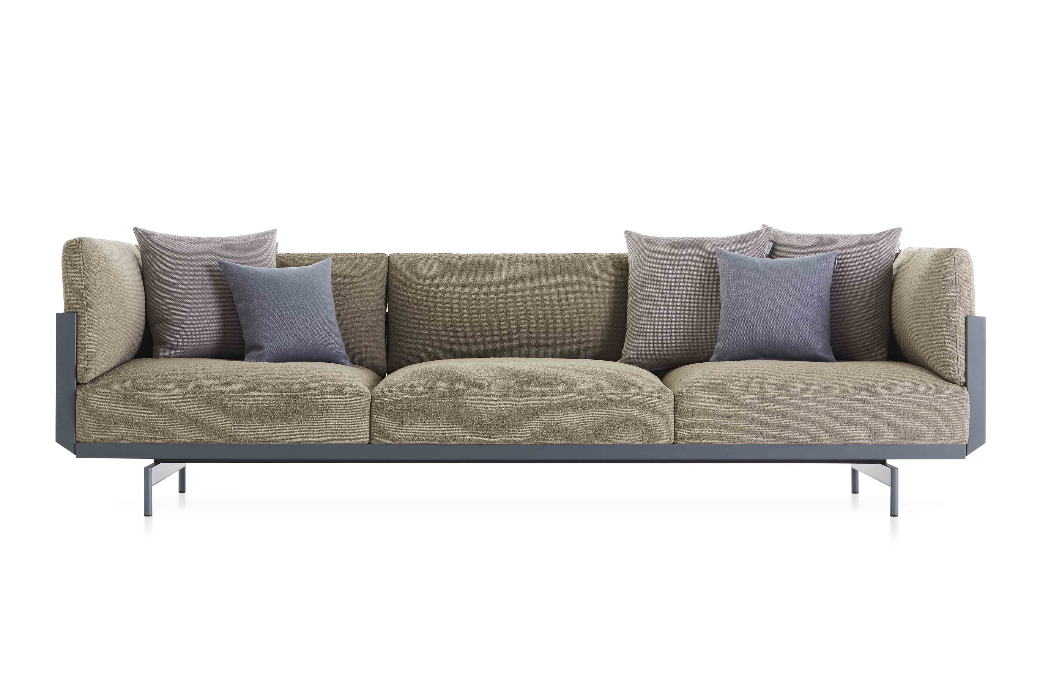 onde 3 seat sofa blue grey atlas plain front2