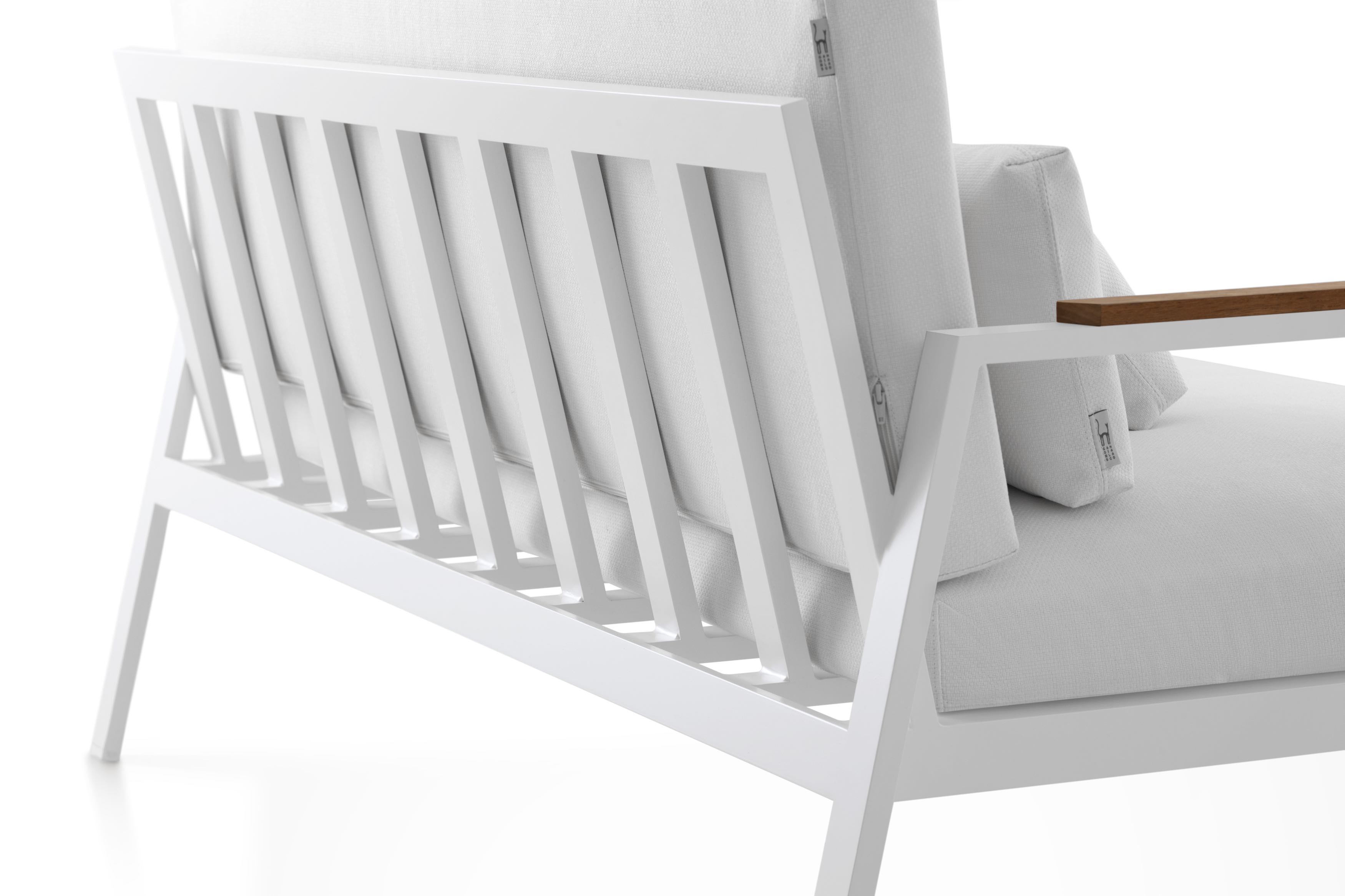 timeless 2 seat sofa back detail teak white 3