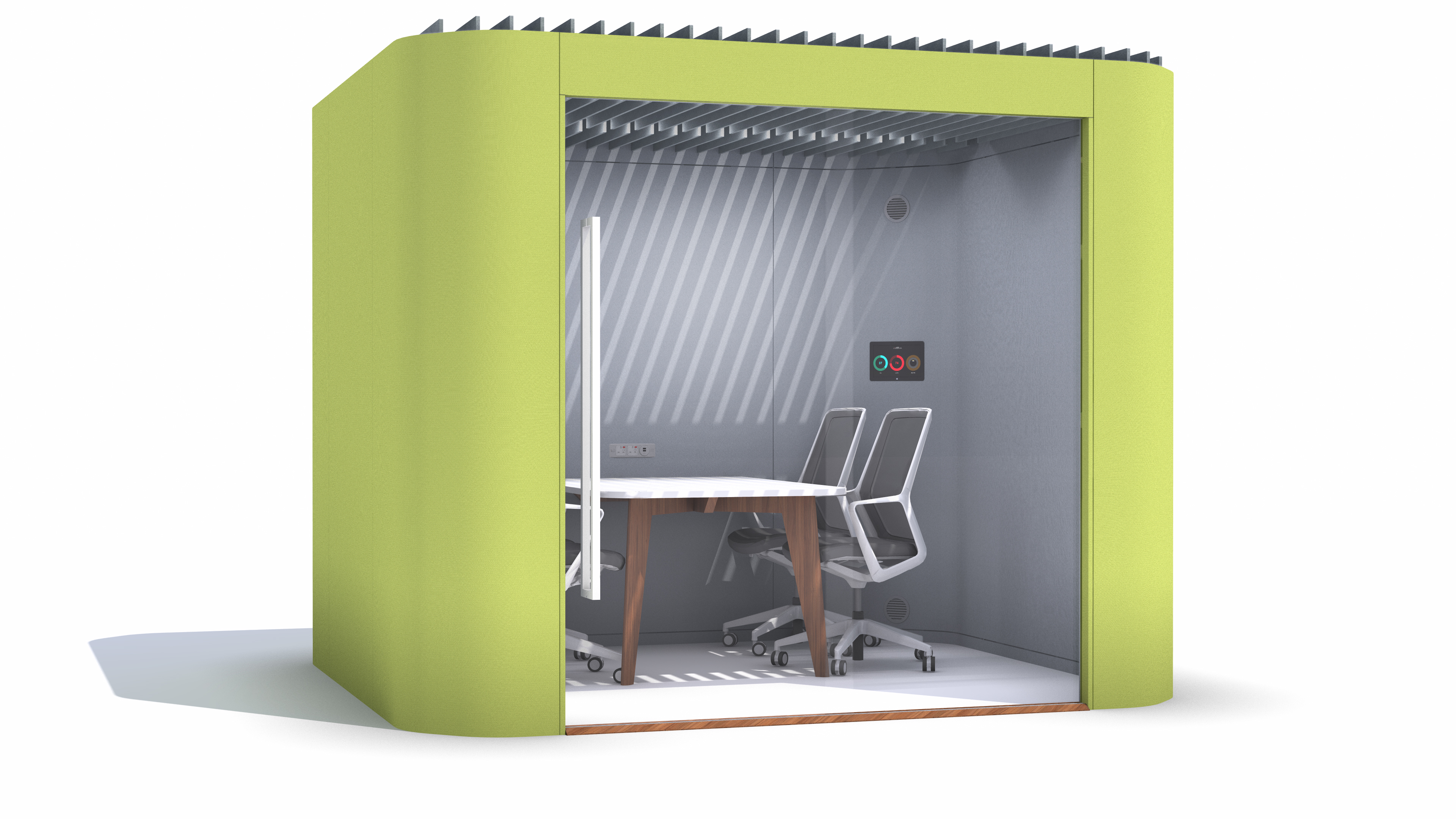 12 Oasis Pod Standard Collaboration to right Louvred Ceiling