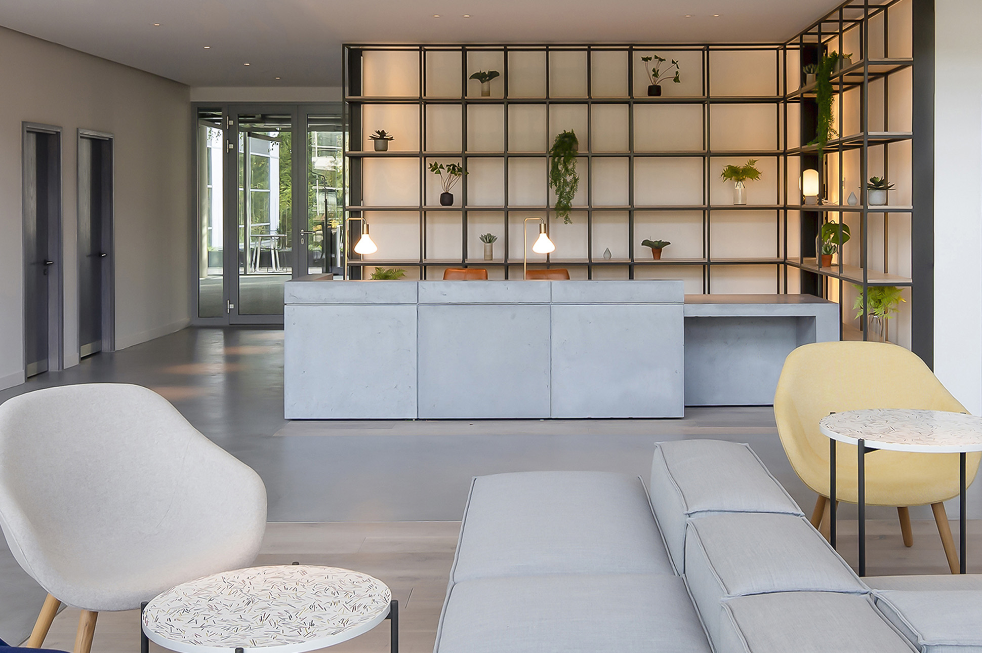 Birchwood Building Modular Concrete Reception desk Isomi