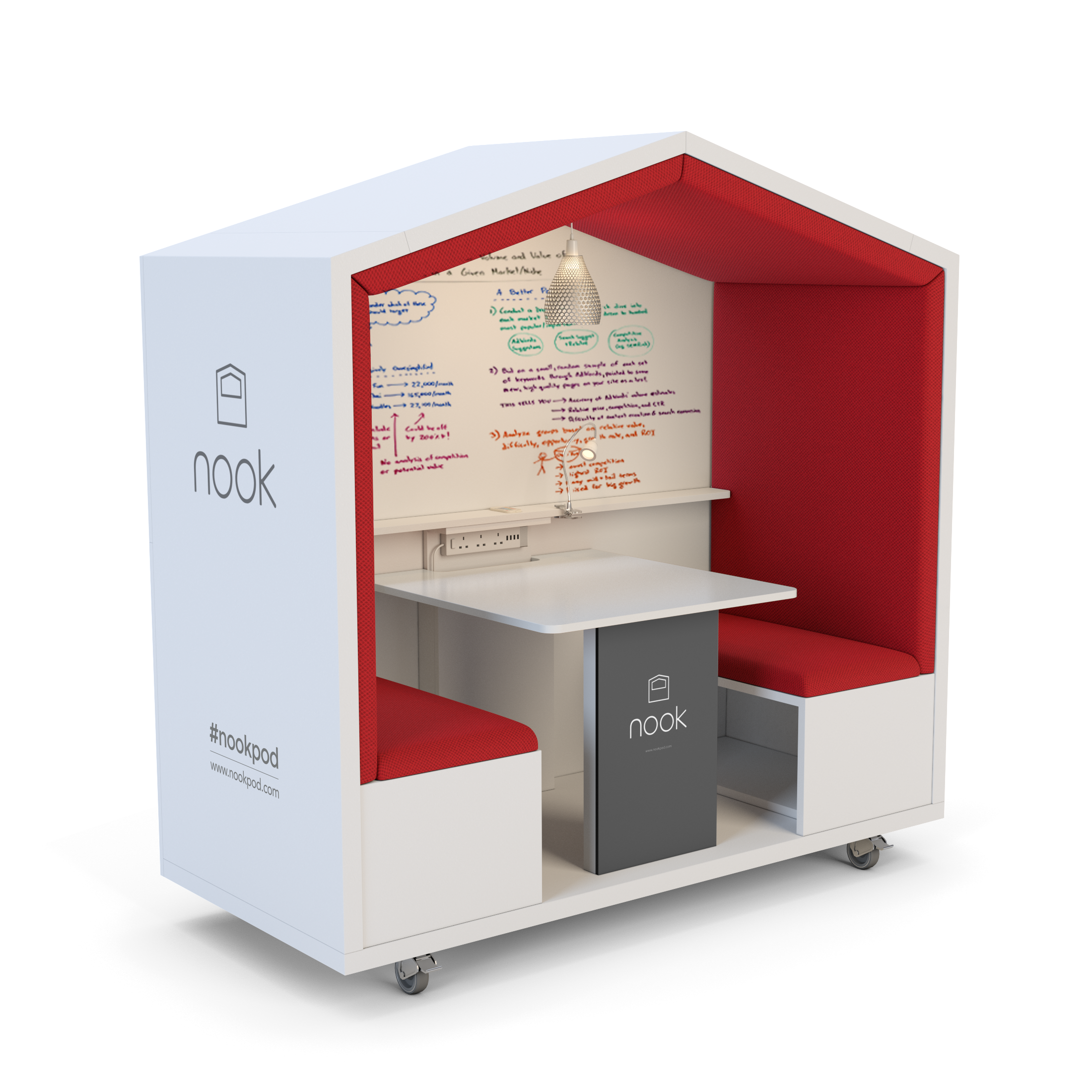 DoCo Nook Side Red Whiteboard