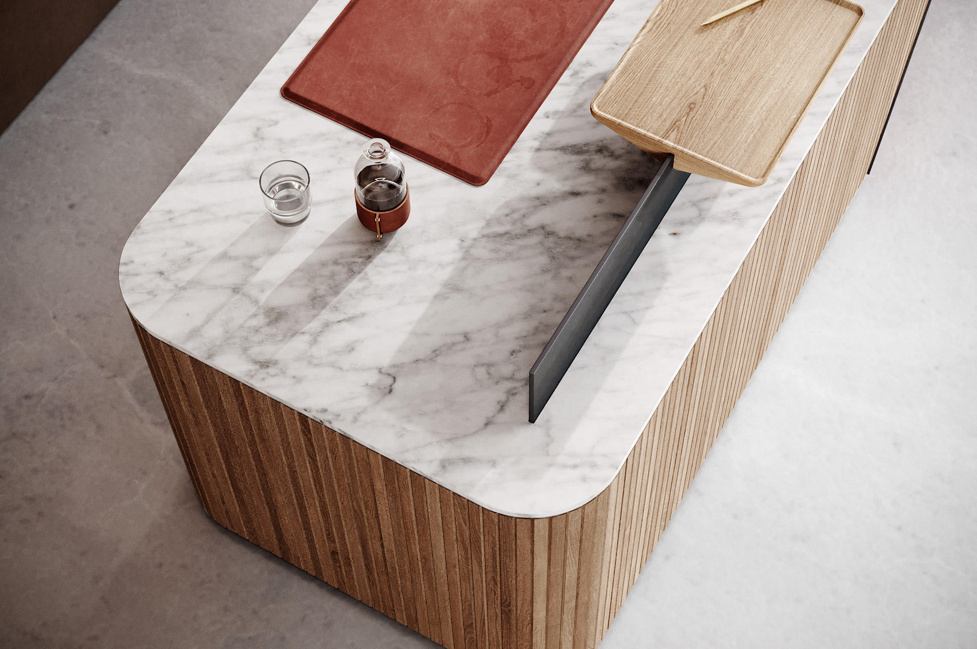 Modular reception desk in wood