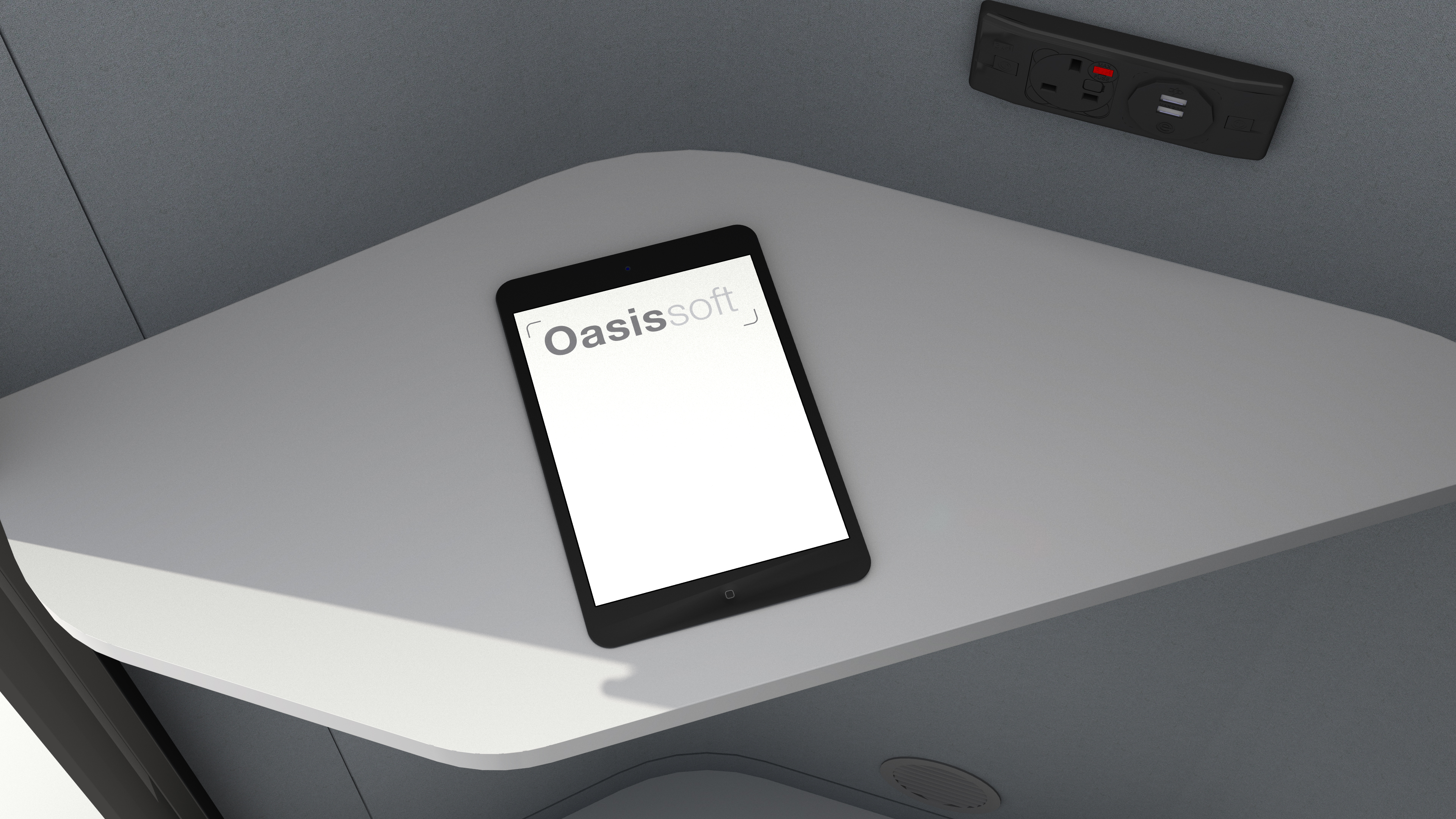 Oasis Soft Phone Booth iPad Closeup