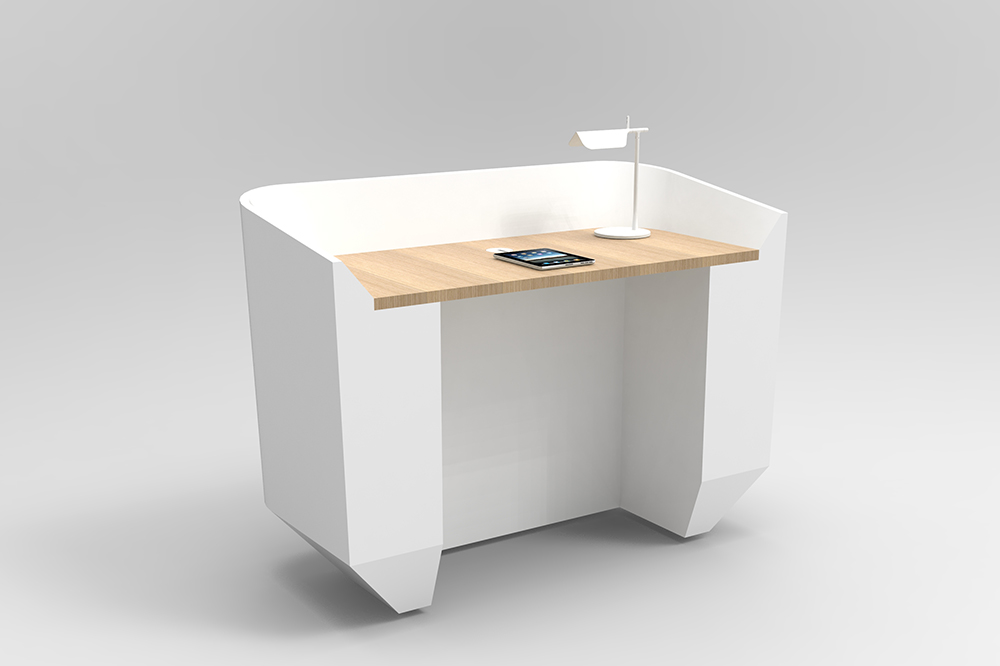 Umi Concierge Desk with oak worktop and legroom2