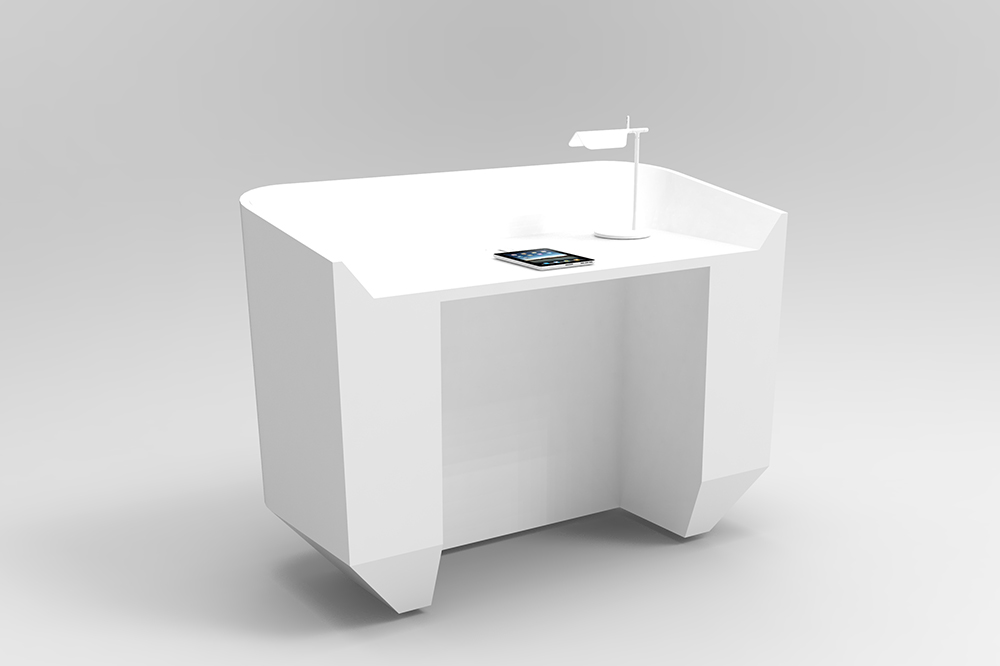 Umi Concierge Desk with solid surface worktop and legroom2