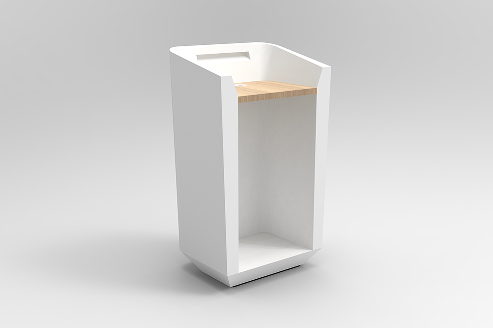 Umi Lectern Concierge Desk with oak worktop and legroom2